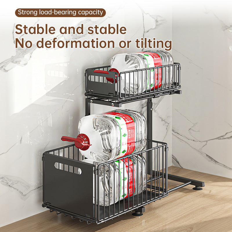 Adjustable 2-Tier Pull-Out Cabinet Organizer
