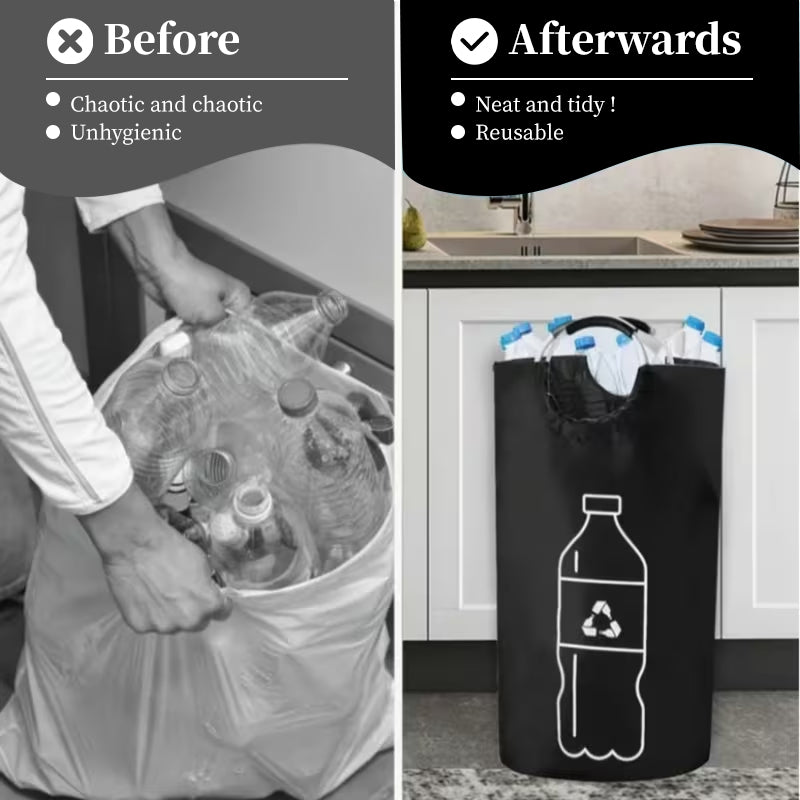 Recycling-icon storage bag with aluminum carry handle