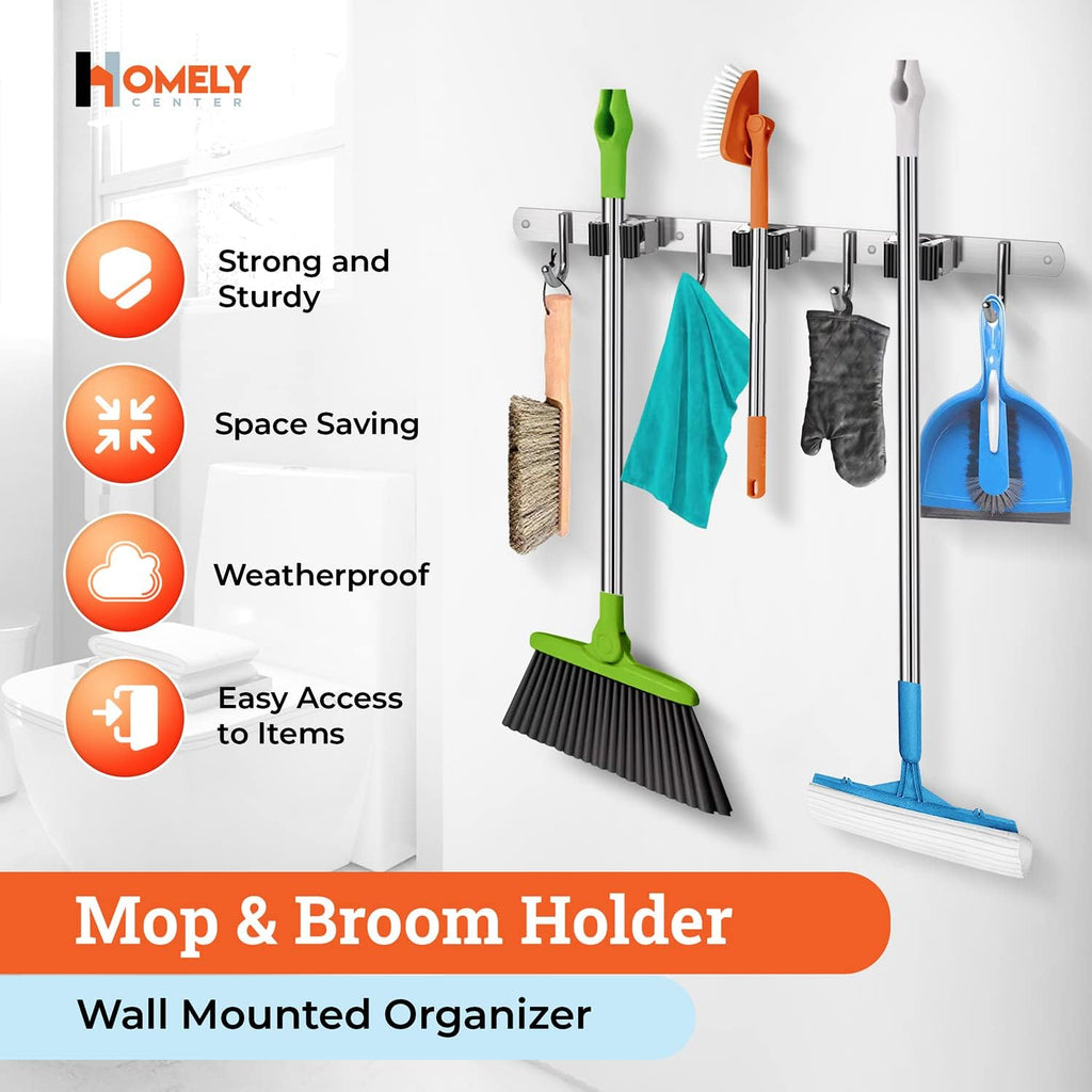 Wall-Mounted Mop & Broom Organizer