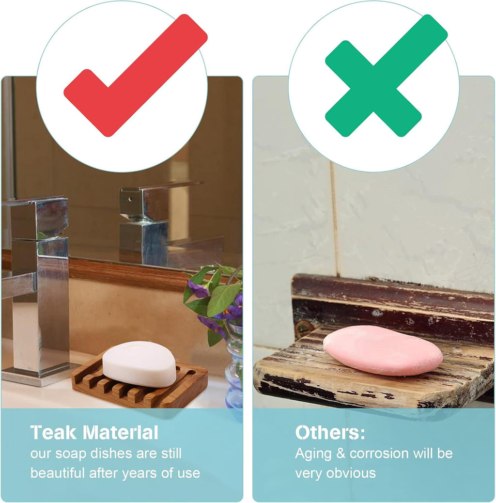 Self-Draining Teak Soap Dishes – 2-Pack