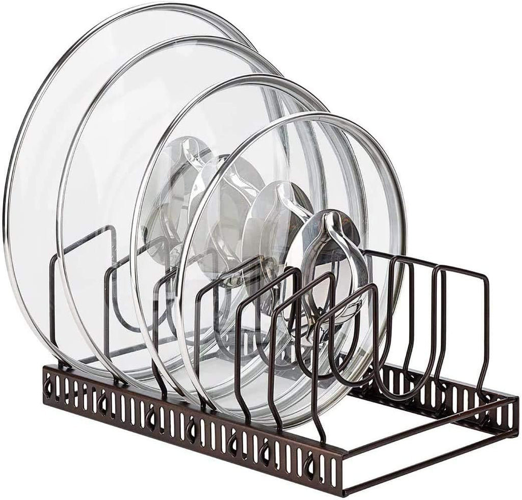 Adjustable 7-Slot Pot Lid & Bakeware Organizer