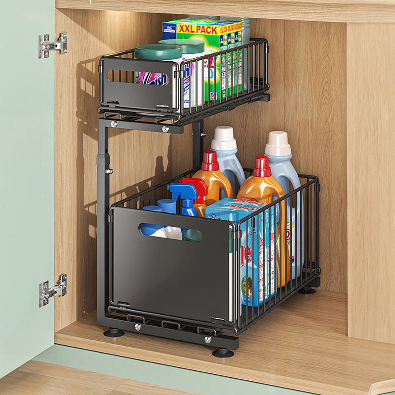 Adjustable 2-Tier Pull-Out Cabinet Organizer