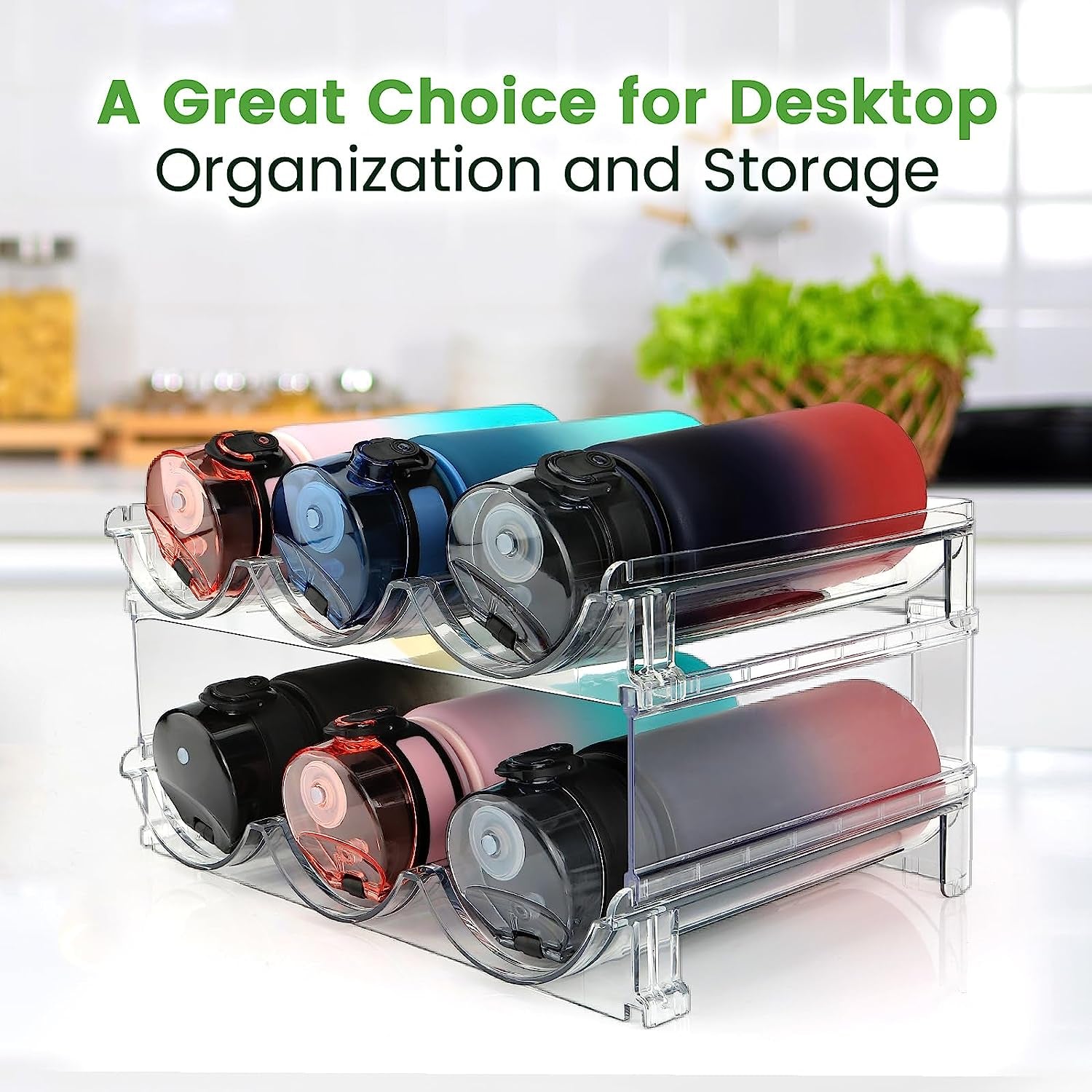 Stackable Water Bottle Organizer – 2-Pack