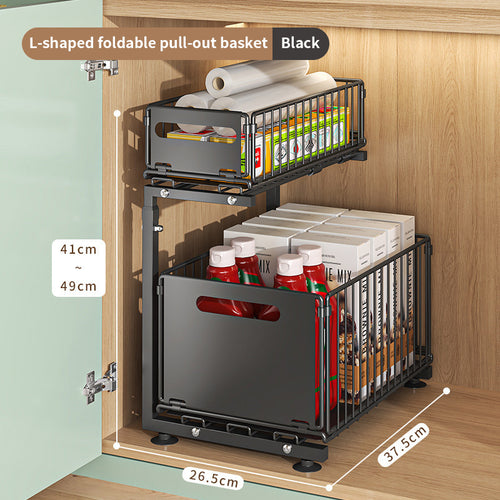 Adjustable 2-Tier Pull-Out Cabinet Organizer