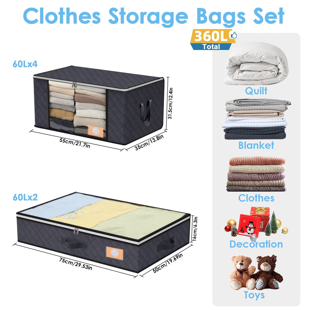 6-Pack Under-Bed Storage Bags