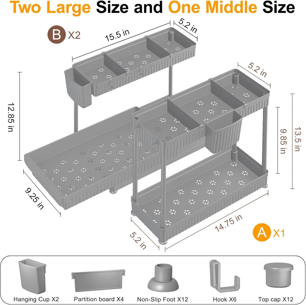 3-Pack Sliding Under-Sink Organizer