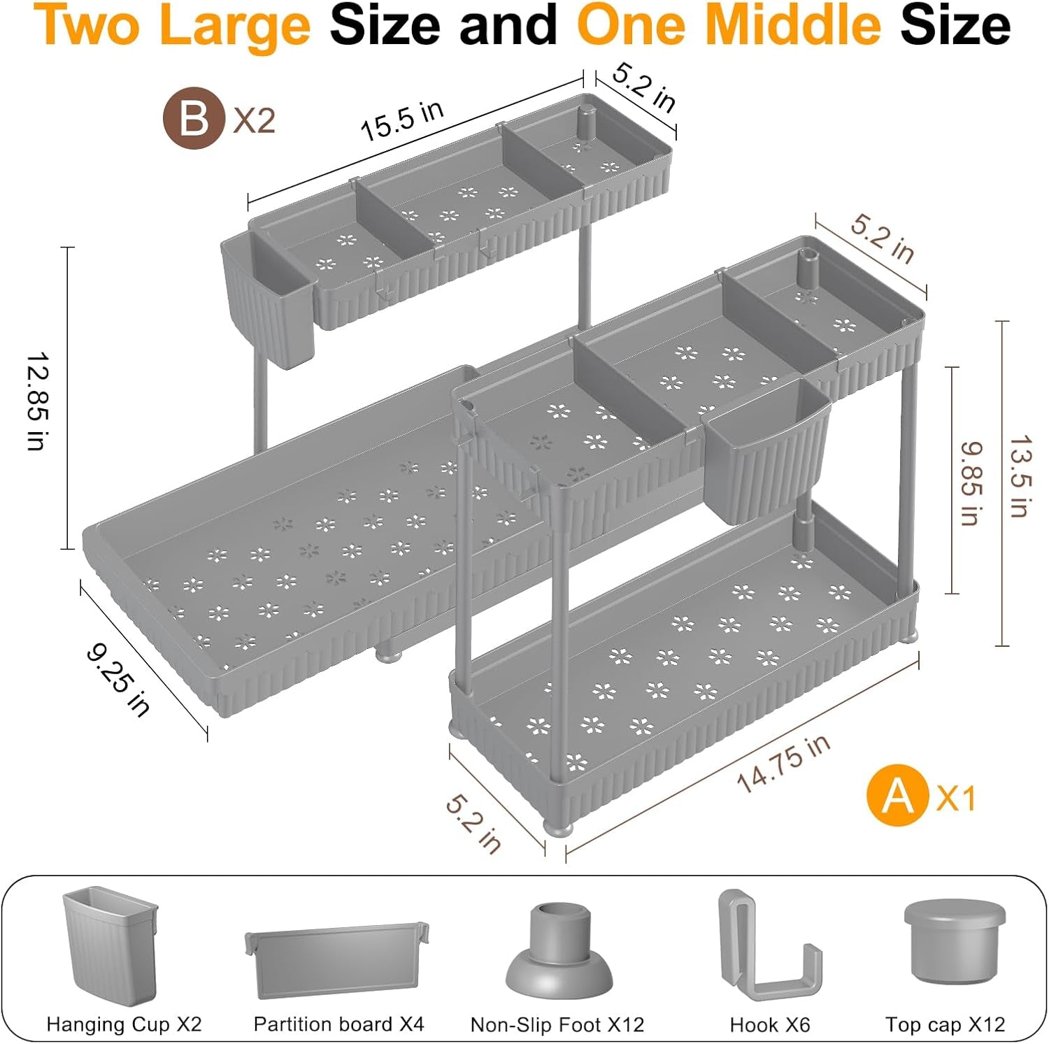 3-Pack Sliding Under-Sink Organizer
