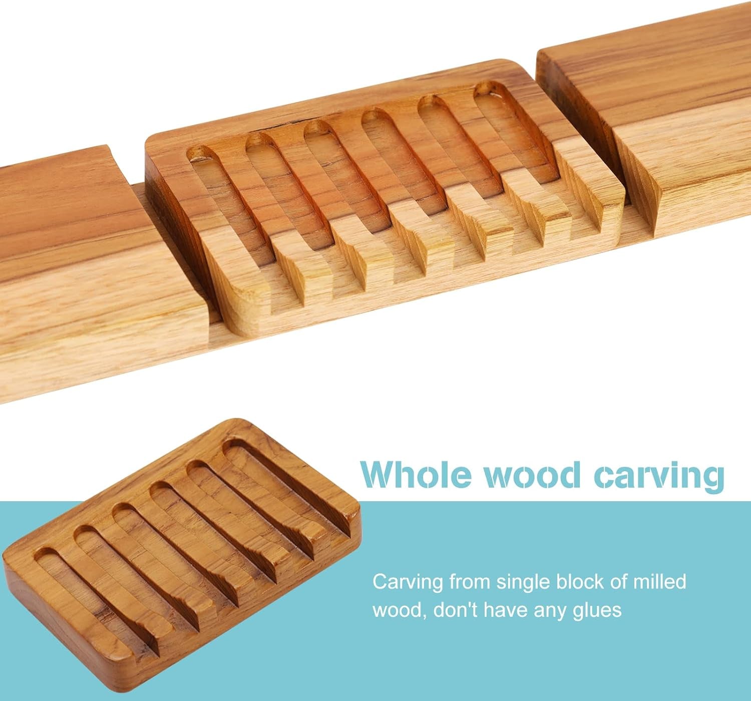 Self-Draining Teak Soap Dishes – 2-Pack