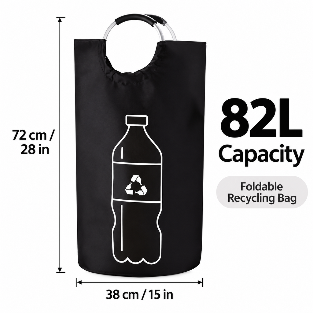 82L Foldable Bottle & Can Recycling Storage Bag Organizer