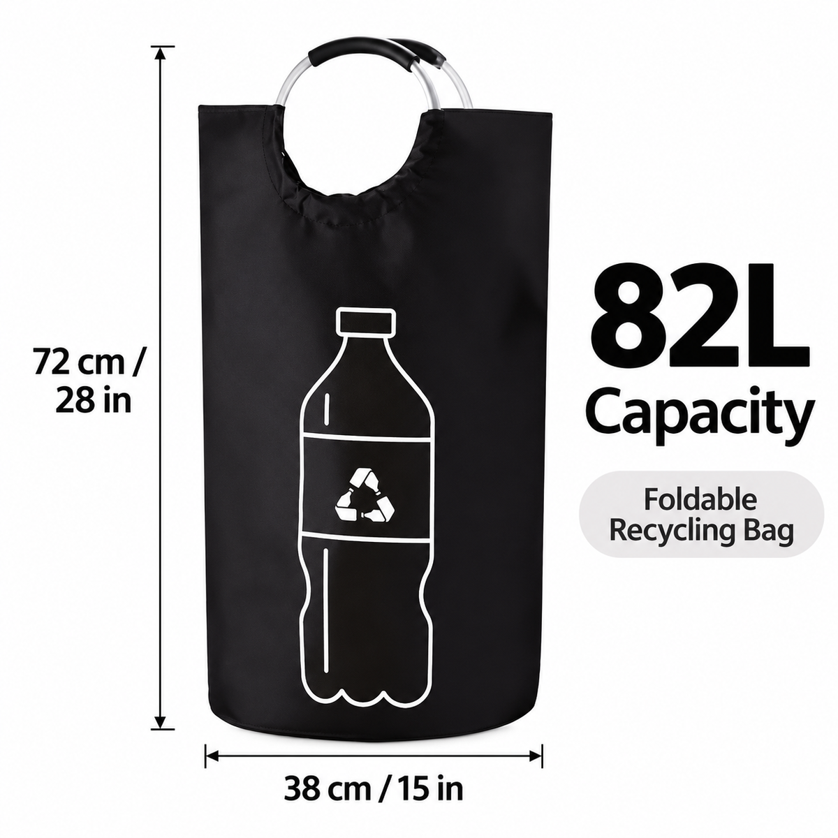 82L Foldable Bottle & Can Recycling Storage Bag Organizer