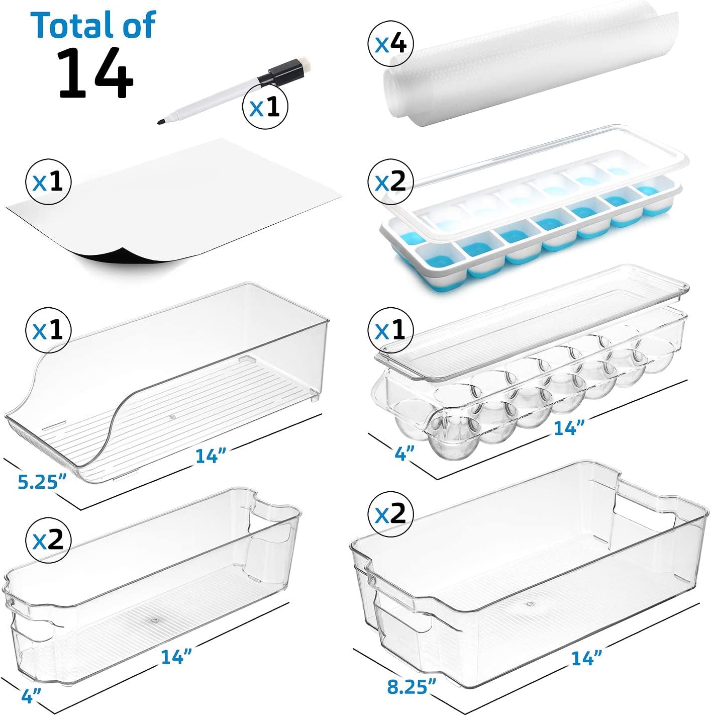 Clear Refrigerator Organizer Bin Set