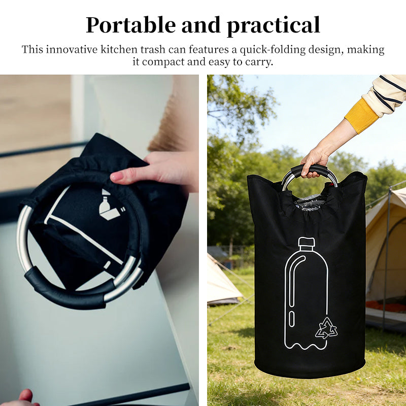 Bottle-icon recycling bag for utility room or pantry organization