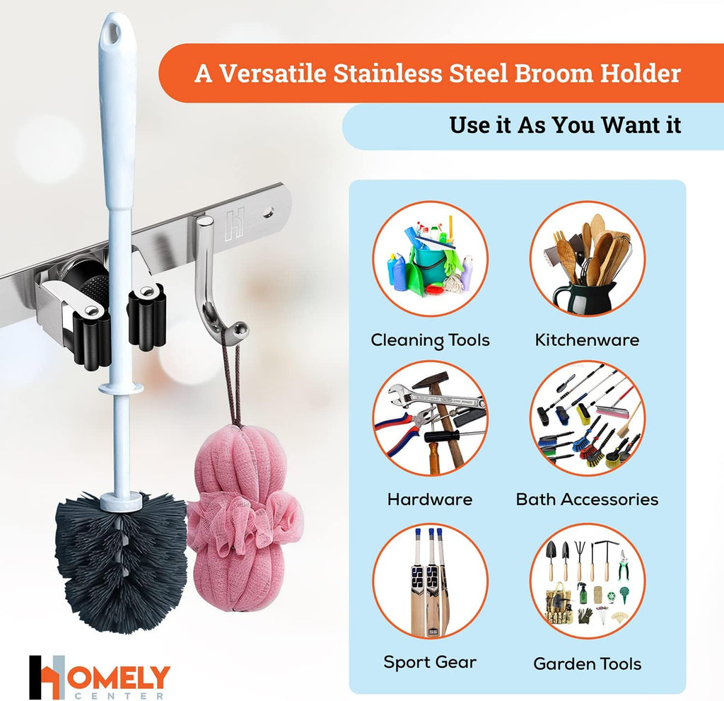 Wall-Mounted Mop & Broom Organizer