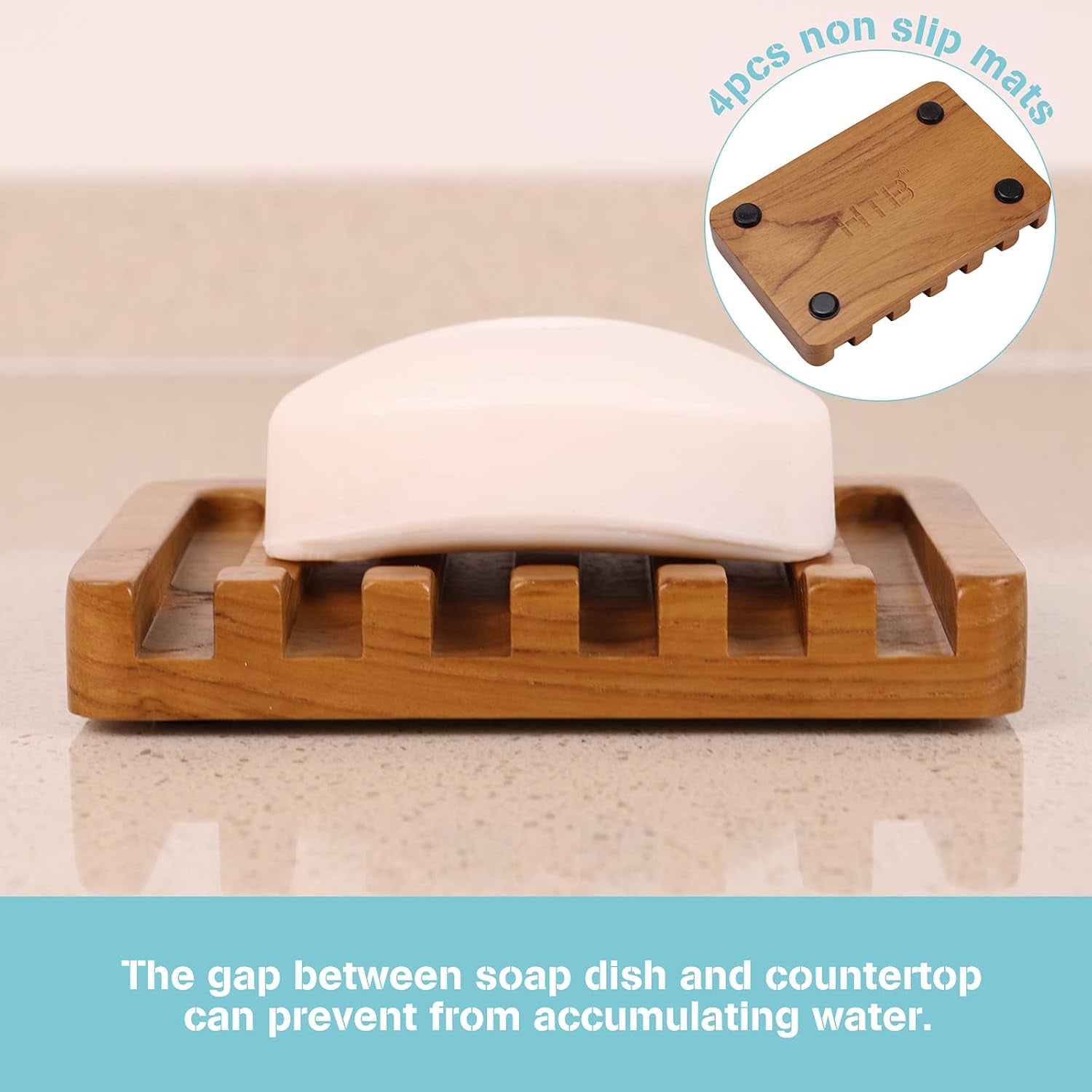 Self-Draining Teak Soap Dishes – 2-Pack