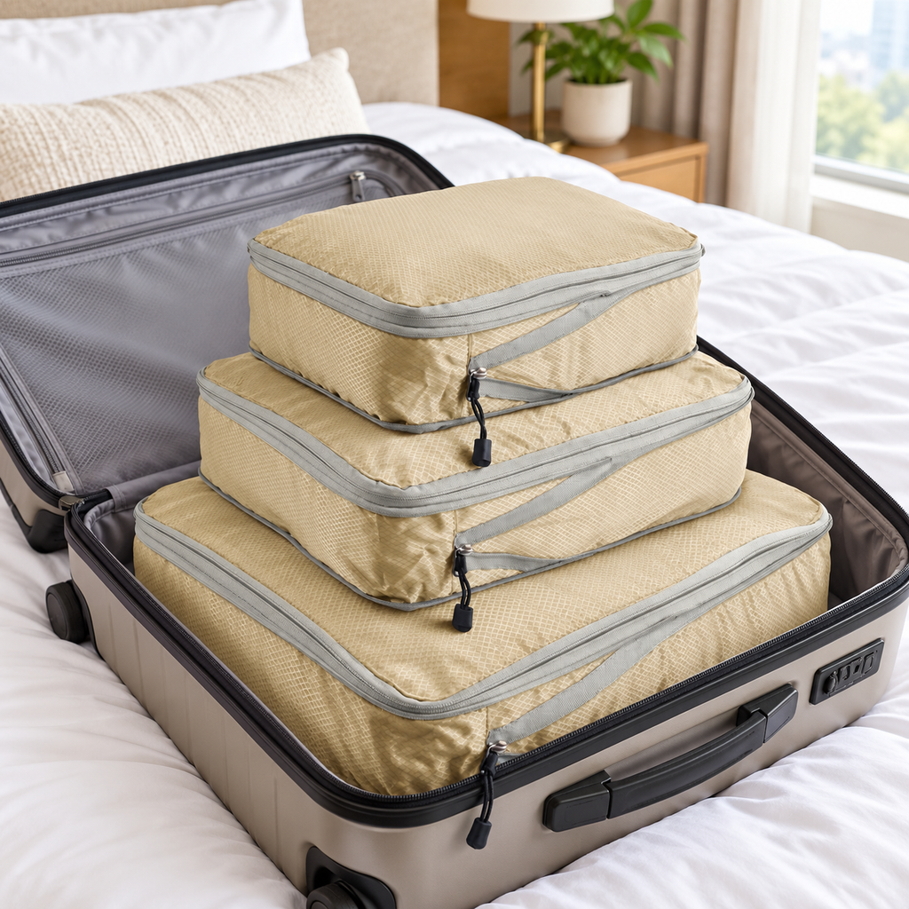 3-Piece Compression Packing Cubes Set for Travel and Luggage