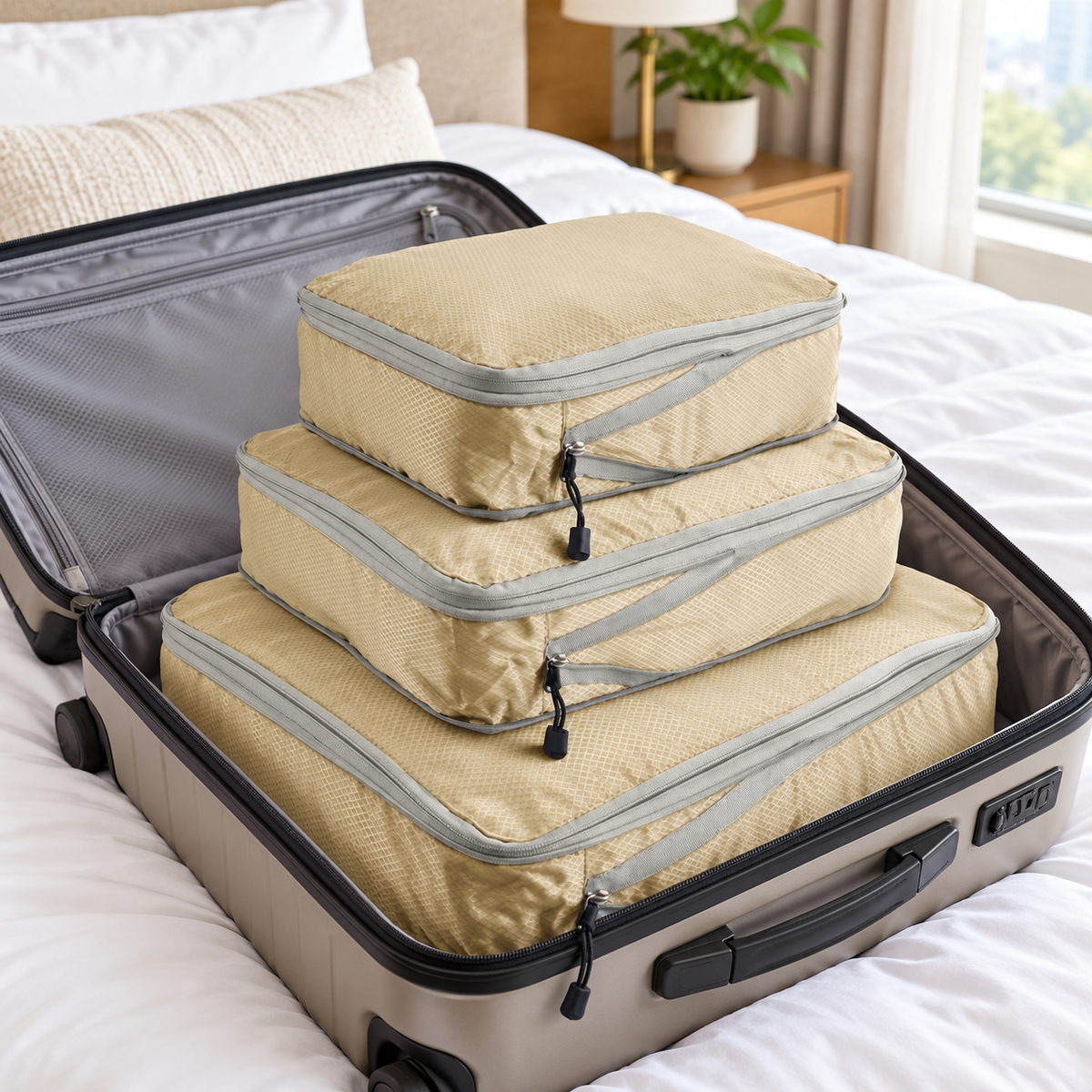 3-Piece Compression Packing Cubes Set for Travel and Luggage