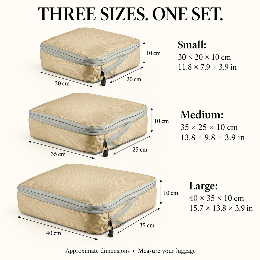 3-Piece Compression Packing Cubes Set for Travel and Luggage
