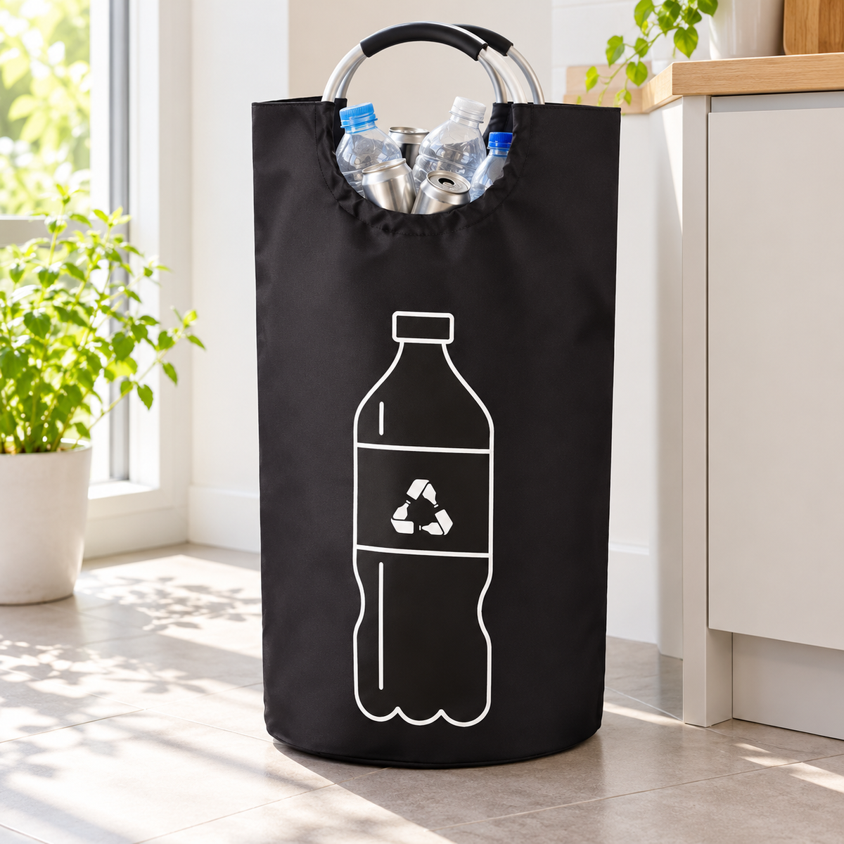 82L Foldable Bottle & Can Recycling Storage Bag Organizer