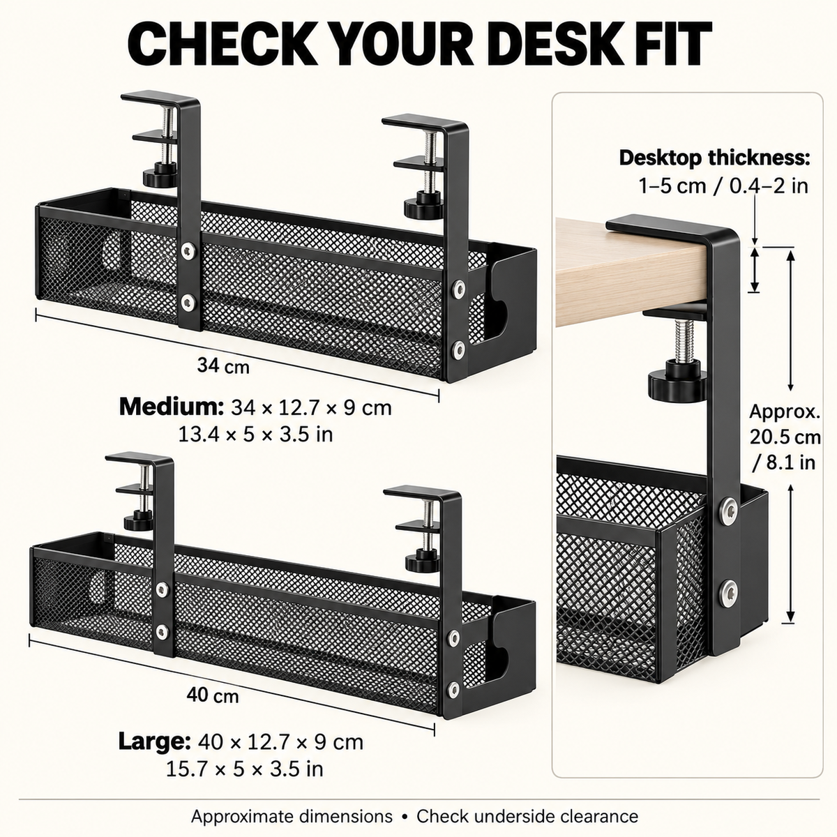 Clamp-On Under-Desk Cable Tray for Cable Management