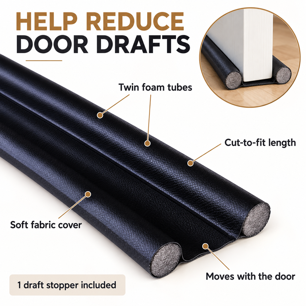 Cut-to-Fit Twin-Tube Door Air Draft Stopper for Home