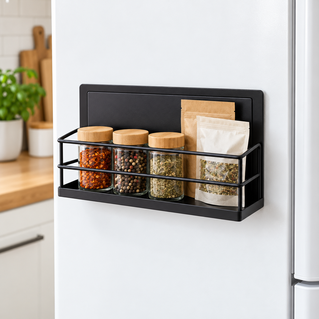 Magnetic Refrigerator Side Storage Rack Organizer Shelf