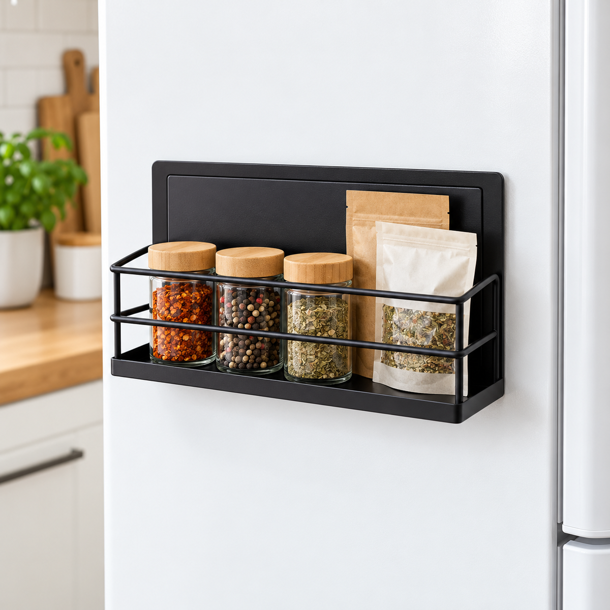 Magnetic Refrigerator Side Storage Rack Organizer Shelf