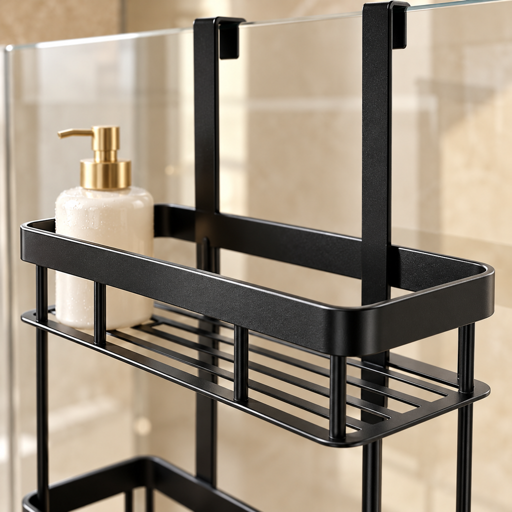 2-Tier Over-Shower-Door Organizer for Bathroom Use