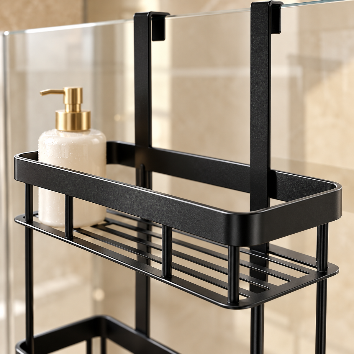2-Tier Over-Shower-Door Organizer for Bathroom Use