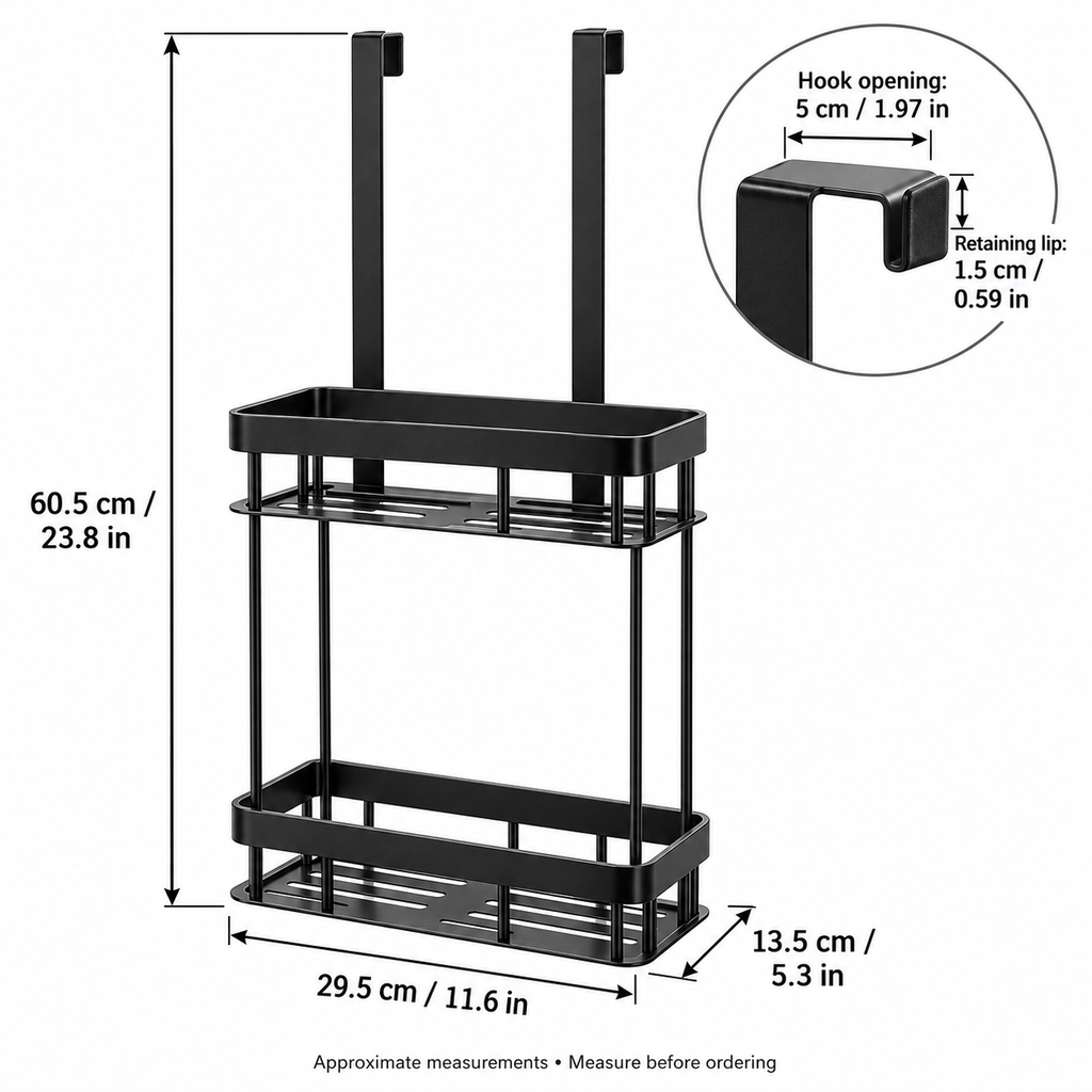 2-Tier Over-Shower-Door Organizer for Bathroom Use