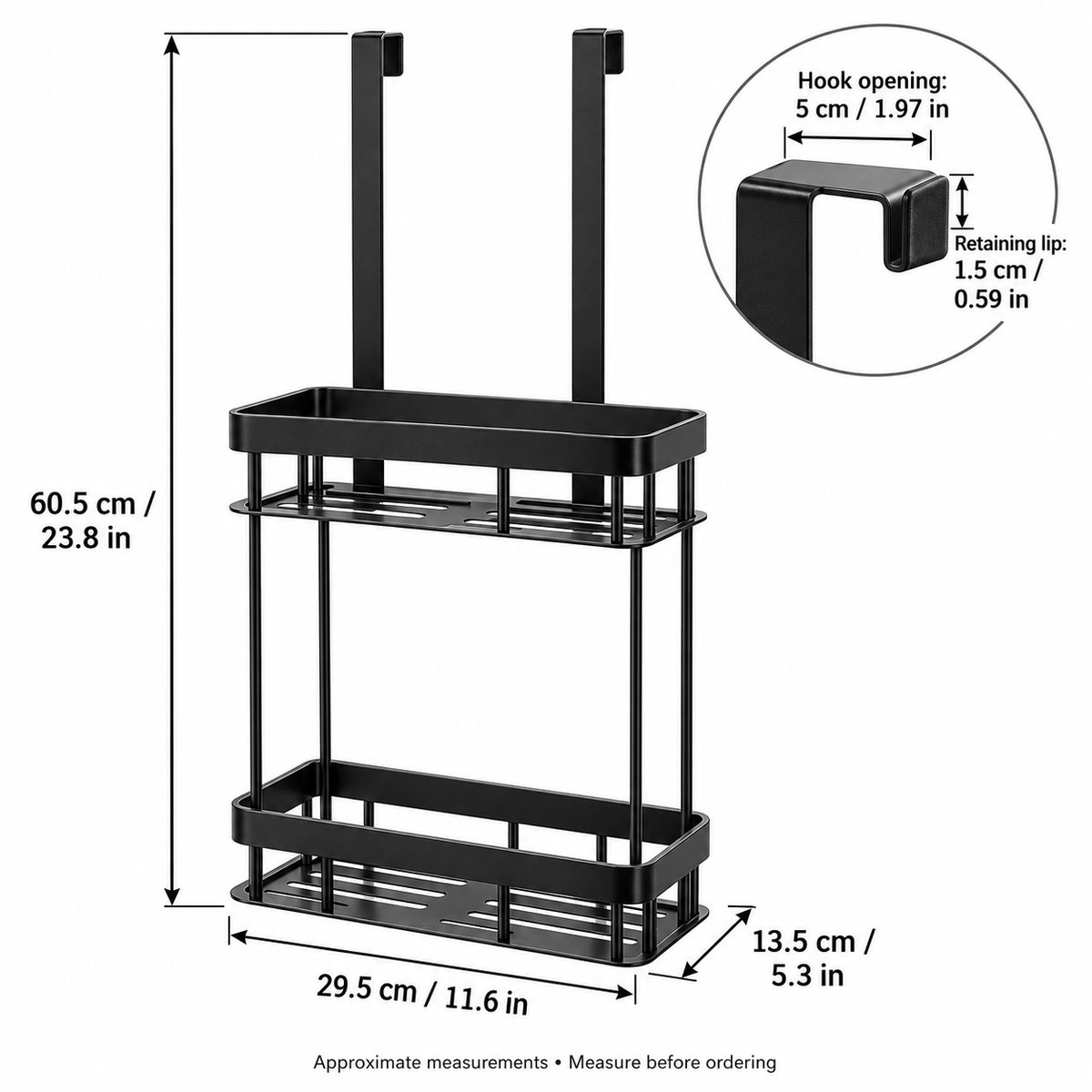 2-Tier Over-Shower-Door Organizer for Bathroom Use