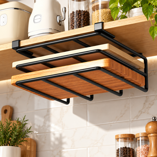 Under-Cabinet Cutting Board & Lid Organizer Storage Rack
