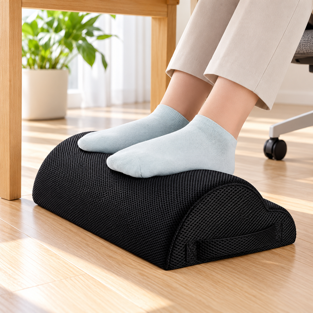 Cushioned Under-Desk Footrest for Office and Home