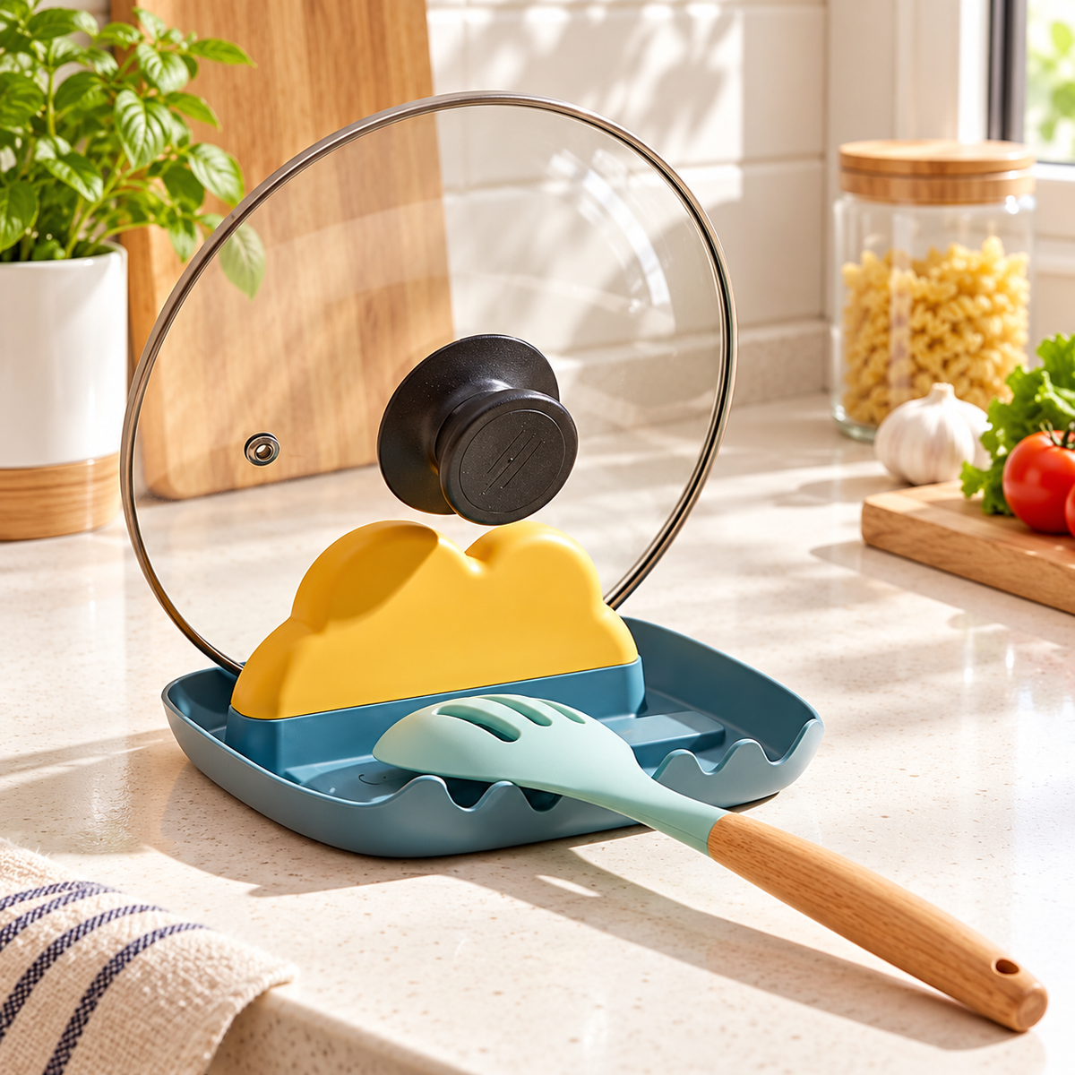 Pot Lid & Utensil Counter Rest for Kitchen Cooking