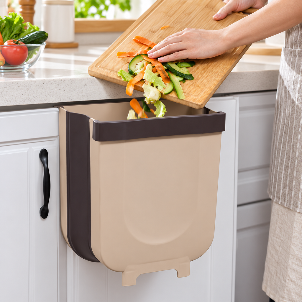 8L Foldable Cabinet-Door Trash Bin for Kitchen & Food Prep