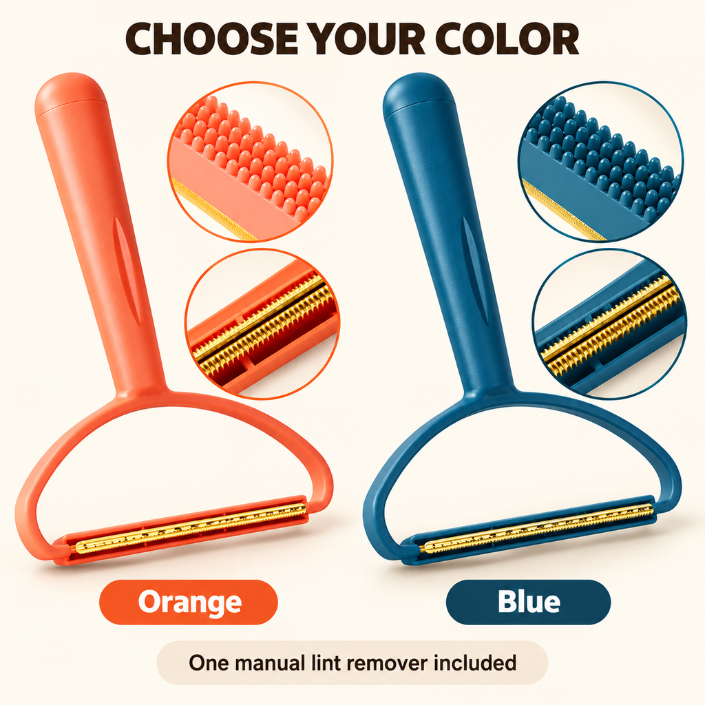 Double-Sided Manual Lint Remover for Clothes, Fabric & Pet Hair