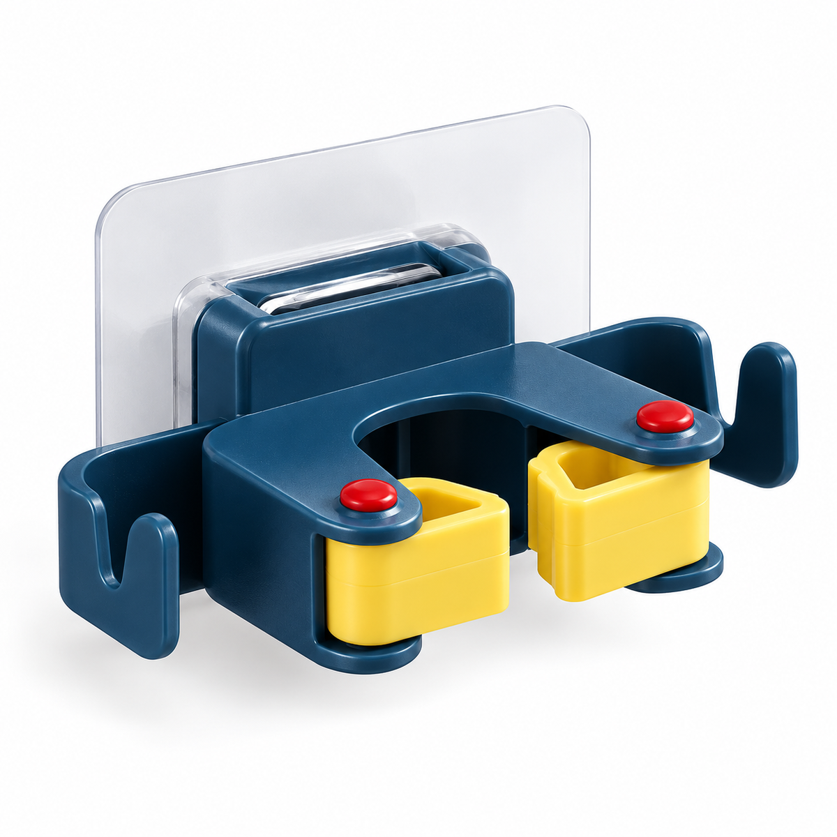 No-Drill Mop & Broom Wall Holder Clip with Adhesive Hook