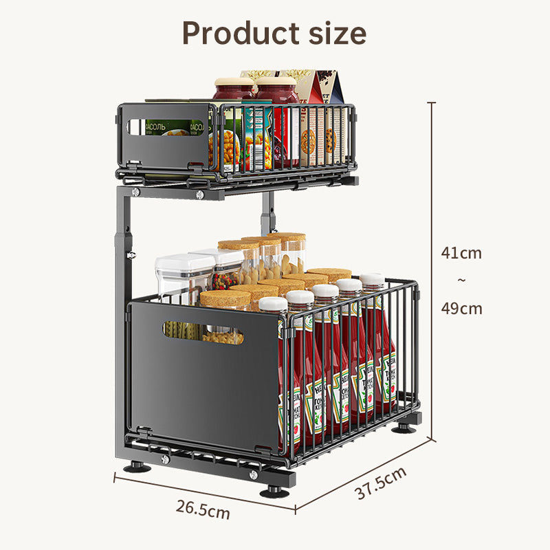 Adjustable 2-Tier Pull-Out Cabinet Organizer