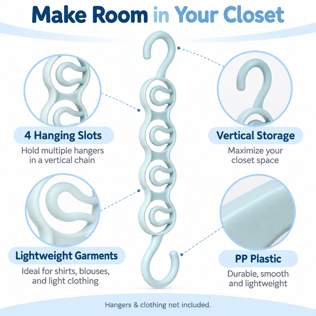 4-Slot Space-Saving Hanger Organizer for Closets