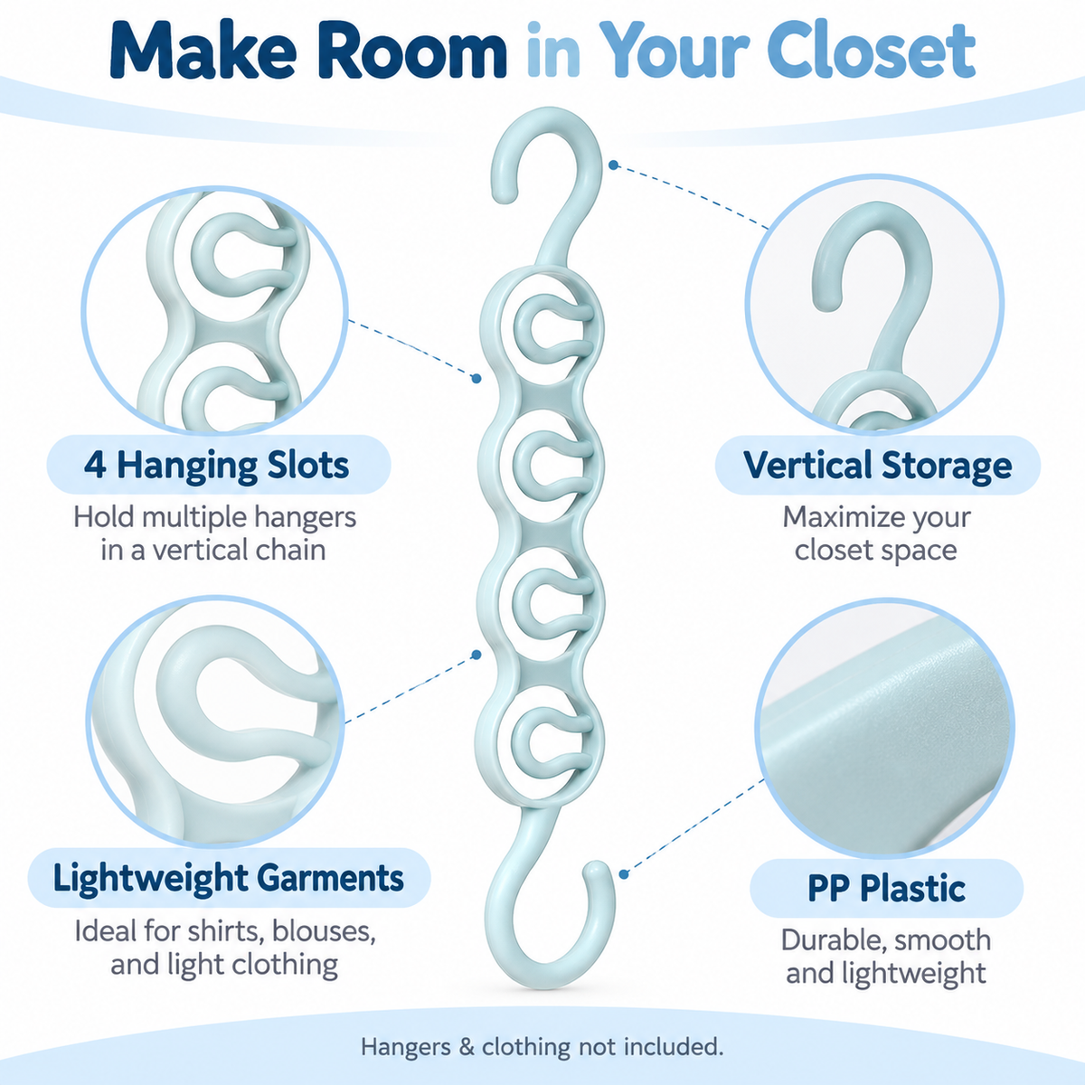 4-Slot Space-Saving Hanger Organizer for Closets