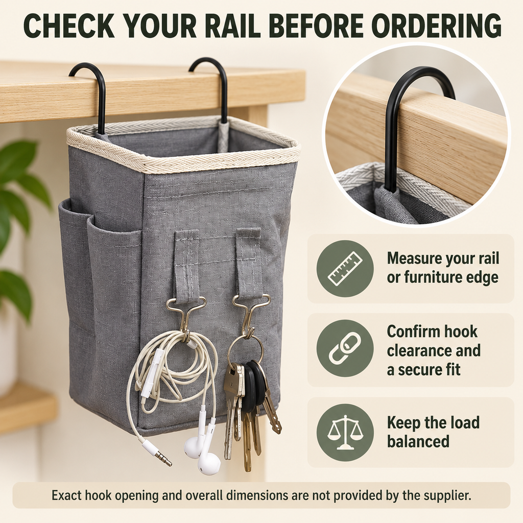 Bedside Hanging Storage Caddy with Pockets for Bedroom