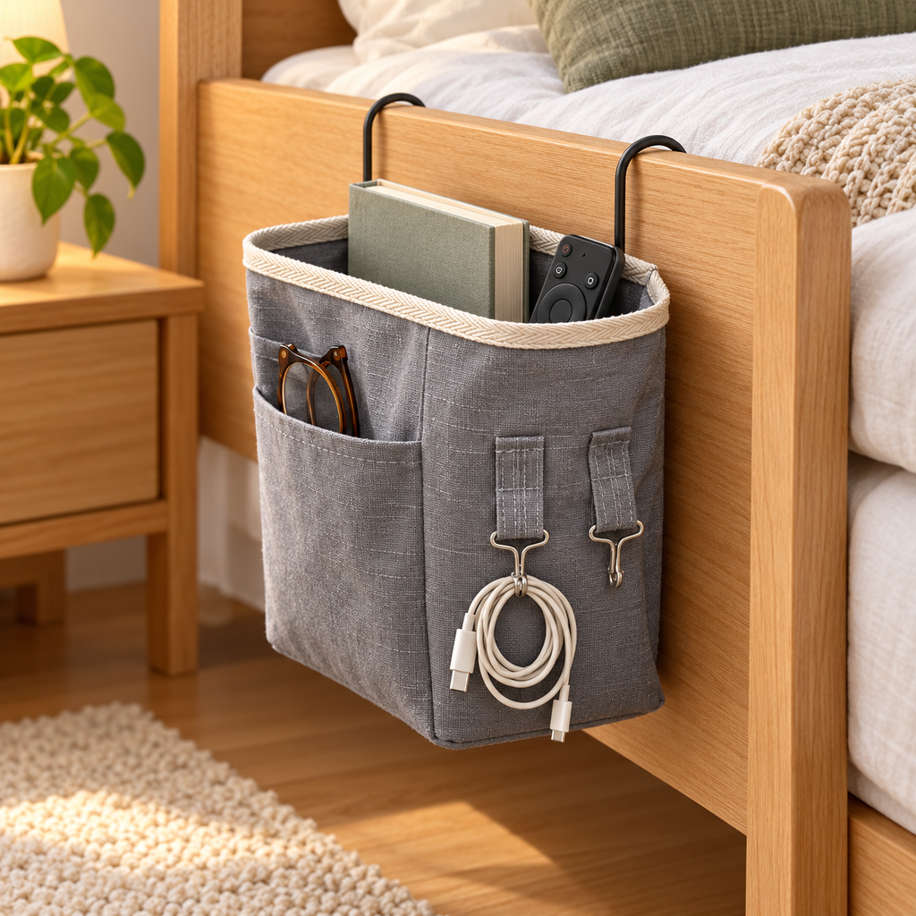 Bedside Hanging Storage Caddy with Pockets for Bedroom