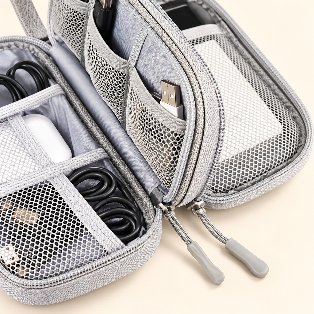 Double-Layer Travel Tech Organizer Case for Accessories