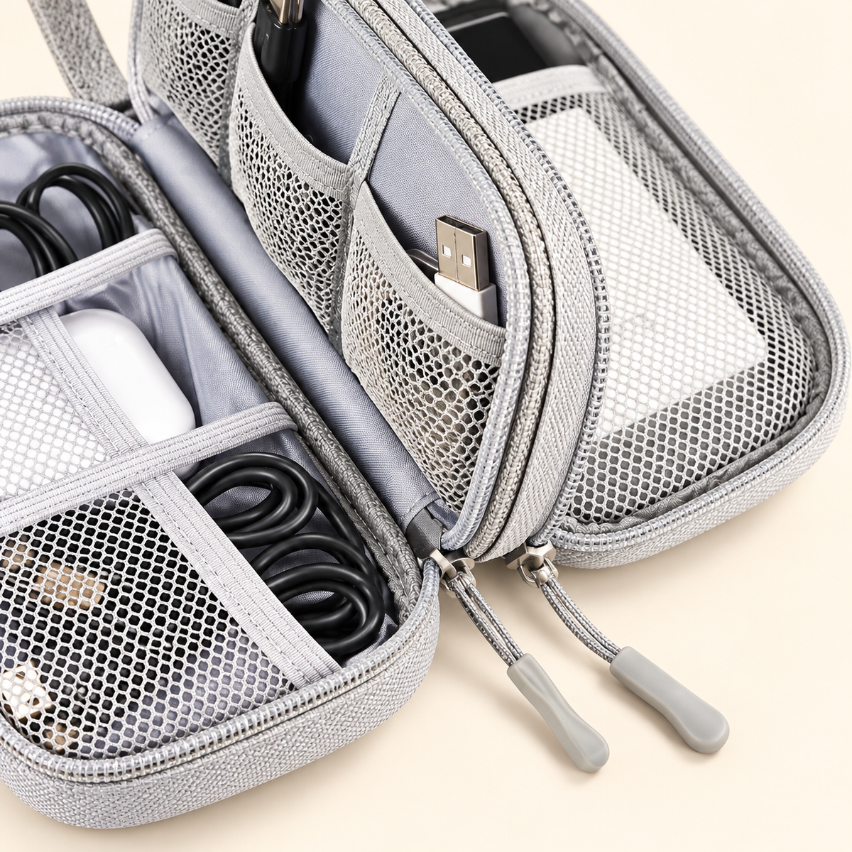 Double-Layer Travel Tech Organizer Case for Accessories