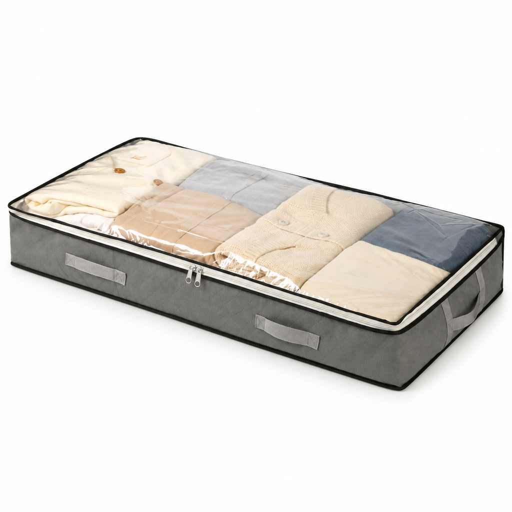 Fold-Flat Under-Bed Storage Bag with Clear Window