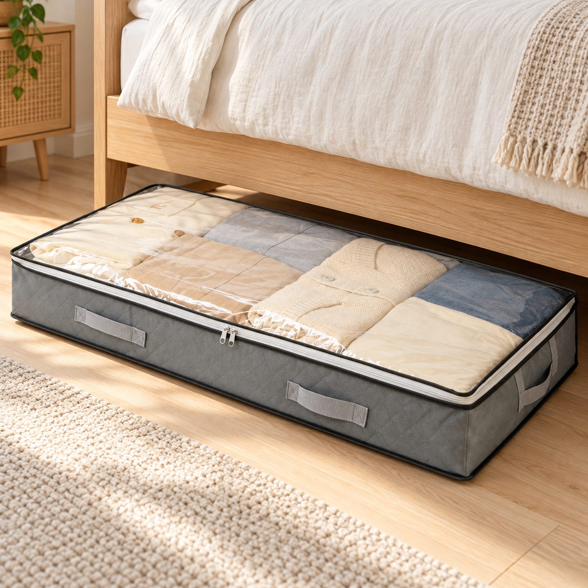 Fold-Flat Under-Bed Storage Bag with Clear Window