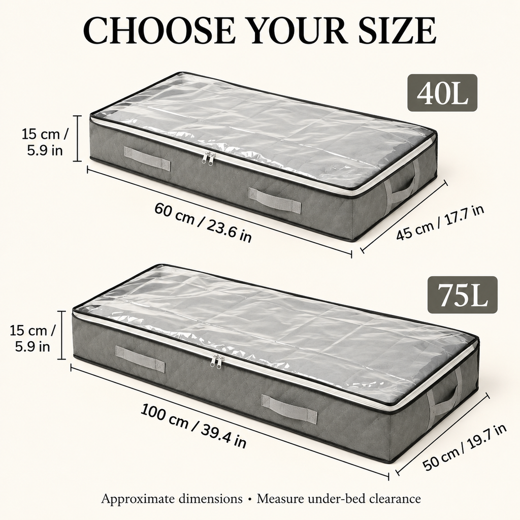 Fold-Flat Under-Bed Storage Bag with Clear Window