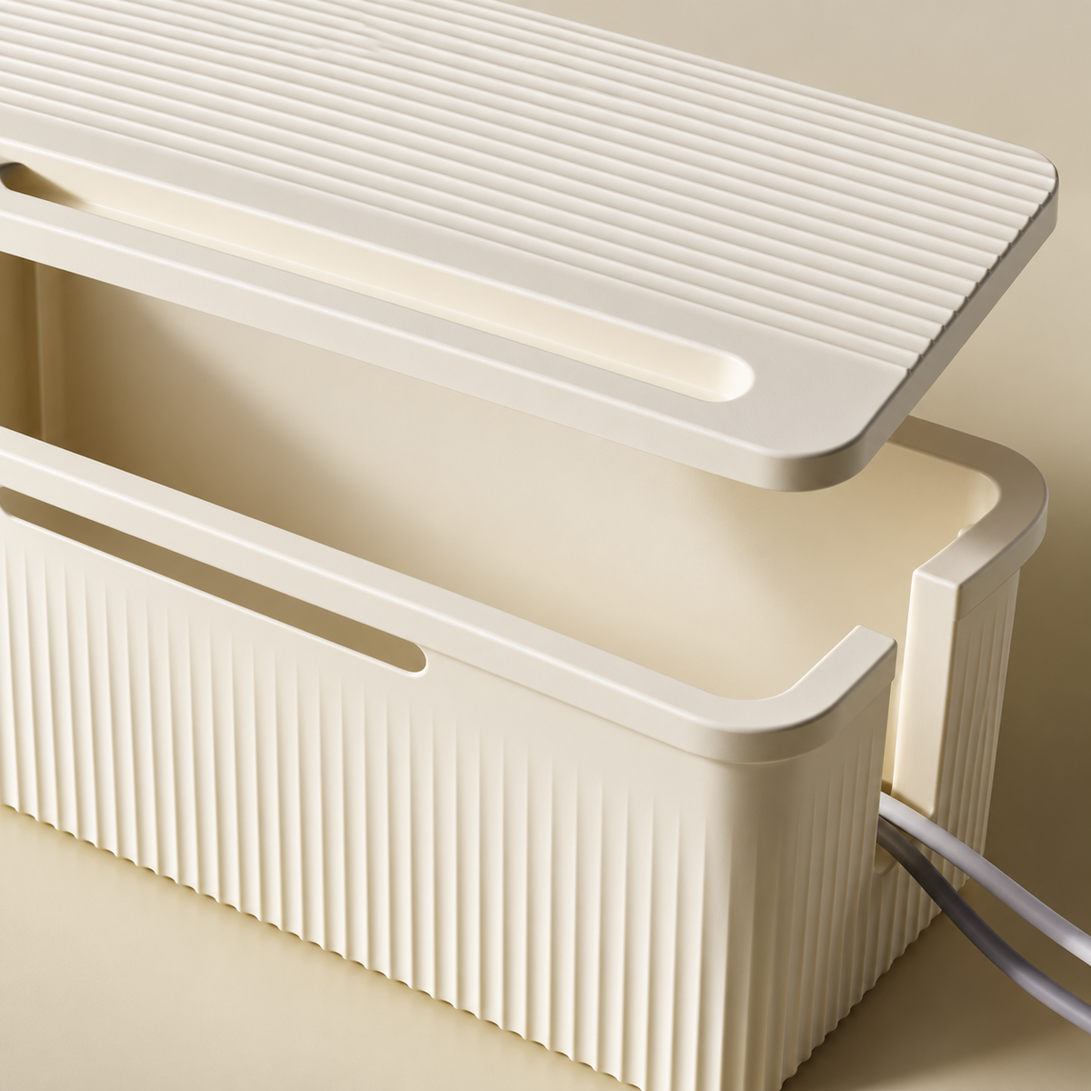 Desktop Cable & Power Strip Organizer Box for Home & Office