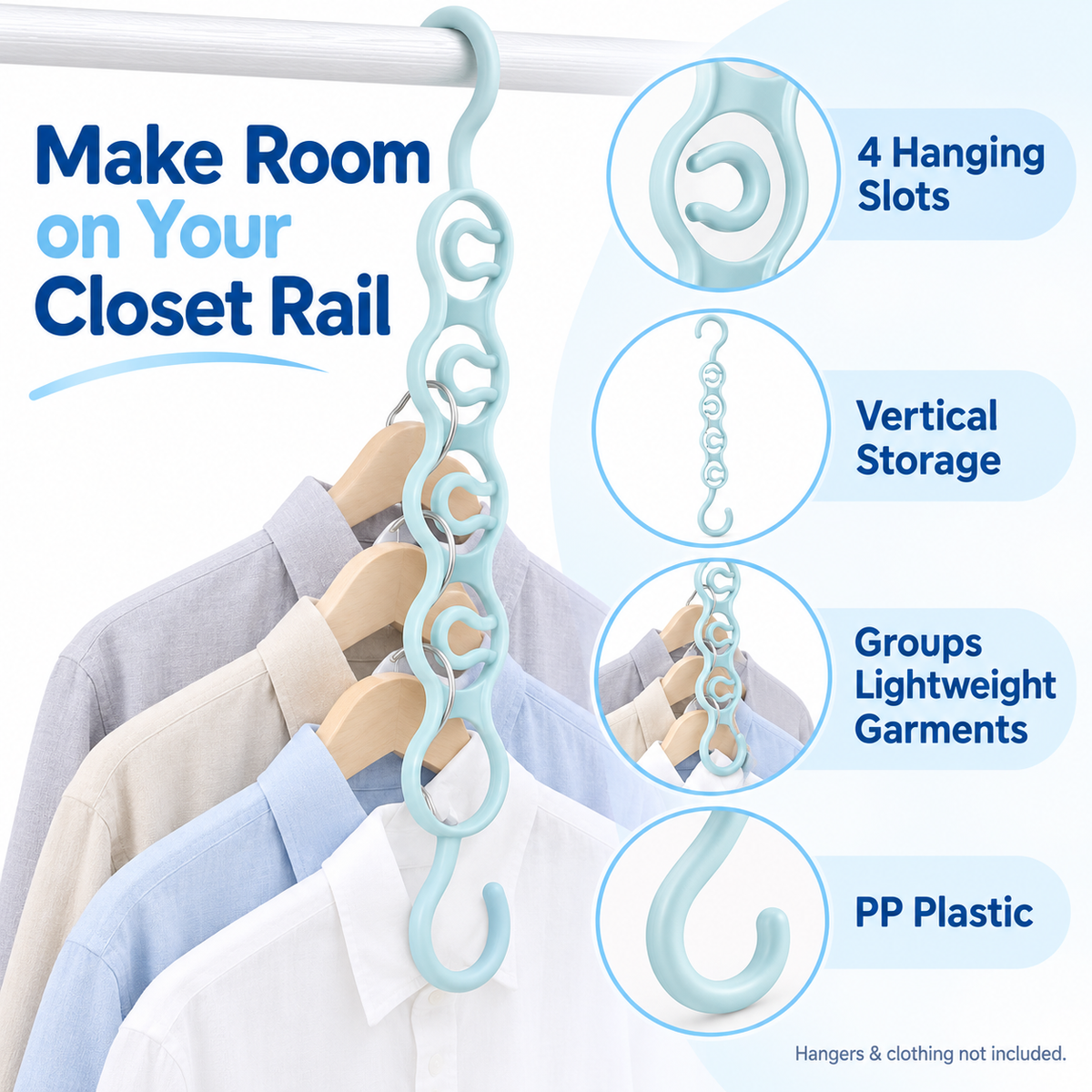 4-Slot Space-Saving Hanger Organizer for Closets