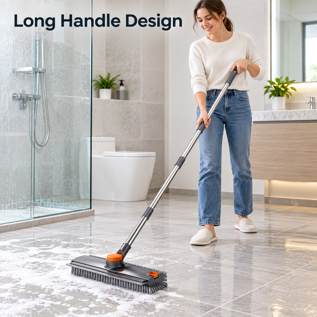3-in-1 Floor Scrubber & Squeegee Cleaning Brush Tool