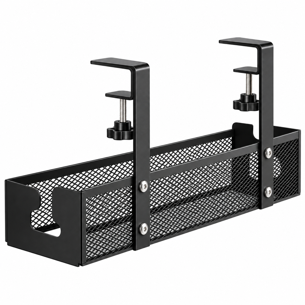 Clamp-On Under-Desk Cable Tray for Cable Management